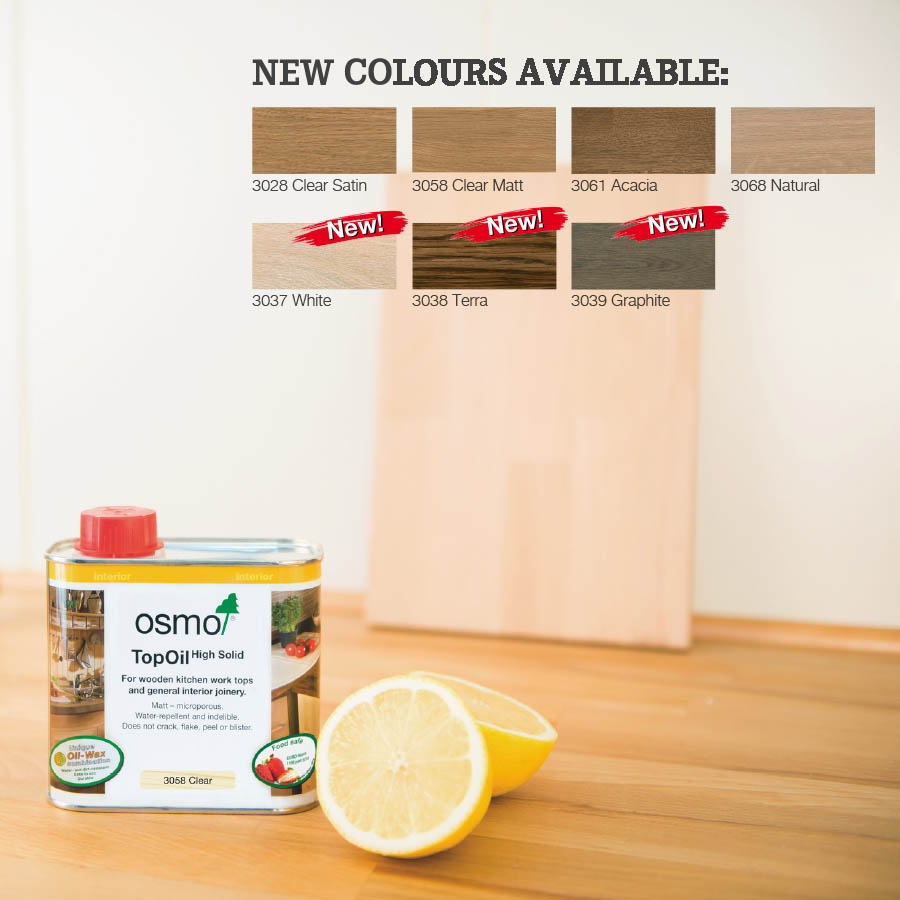 Osmo Top Oil, Wooden Worktop Oil, Acacia Matt Finish, 0.5L Image 2